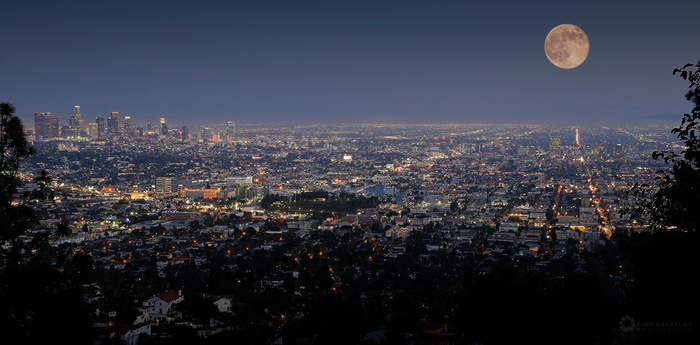 Supermoon in the City of Angels by Timo Saarelma