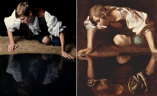 Микелаанджело Меризи де Караваджо "Нарцисс у ручья"