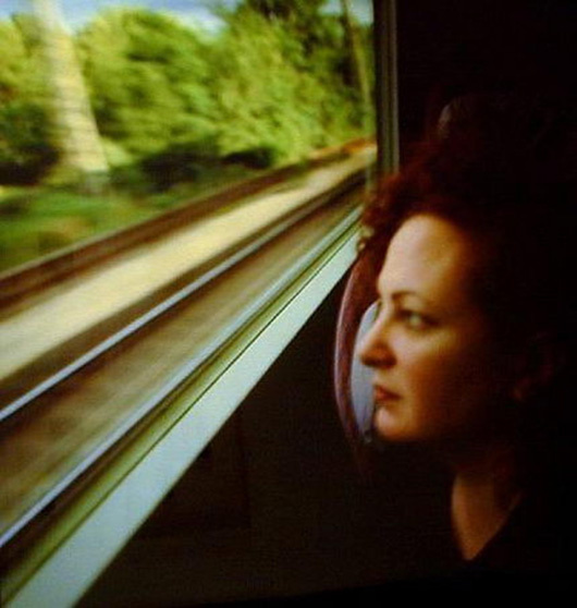Nan Goldin, Self-portrait on the train (Boston - New Haven) 1997