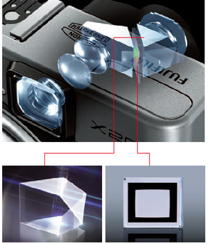 Непосредственно в оптическом видоискателе установлен прозрачный ЖК-экран с подсветкой