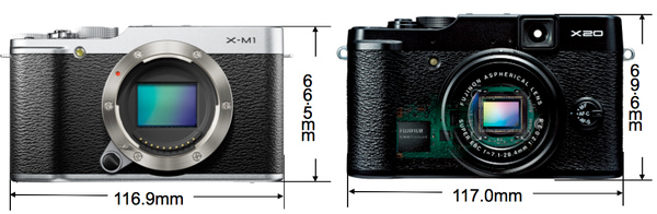 По габаритам Fujifilm X-M1 даже меньше Fujifilm X20