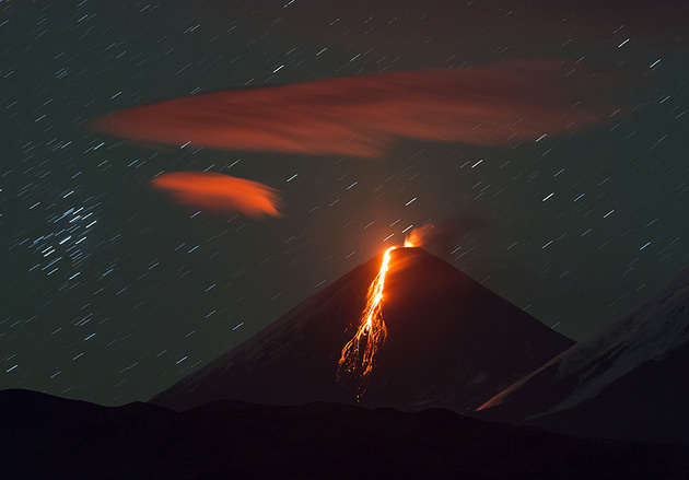 Извержение вулкана от фотографа Дениса Будькова