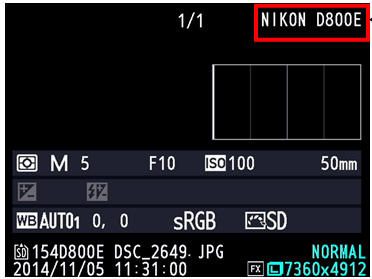 Вот что должно отображаться на настоящем Nikon D800E