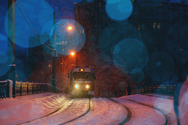Как фотографировать в снегопад: зимние трамваи
