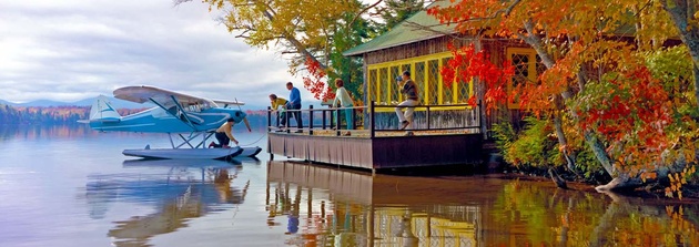 1966 г., Осенняя сцена на озере Placid, Adirondack Mountains, штат Нью-Йорк