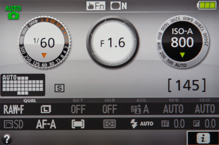 Наглядное отображение съемочных параметров в процессе съемки на экране Nikon D5500