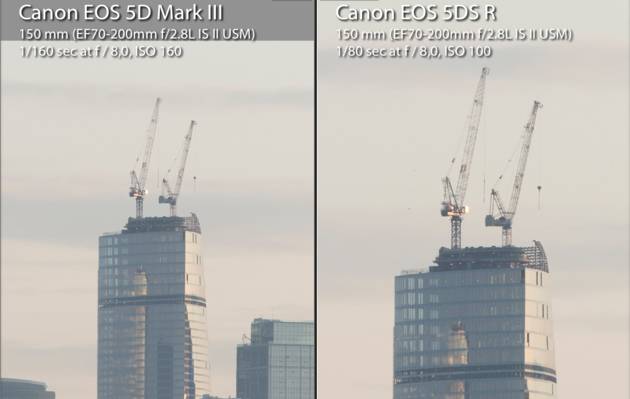 Сравнение Canon EOS 5D Mark III и Canon EOS 5DS R: 100% увеличение. Кликните по изображению, чтобы открыть его в полном разрешении в новом окне