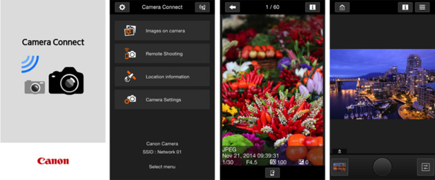 Скриншот приложения Canon Camera Connect