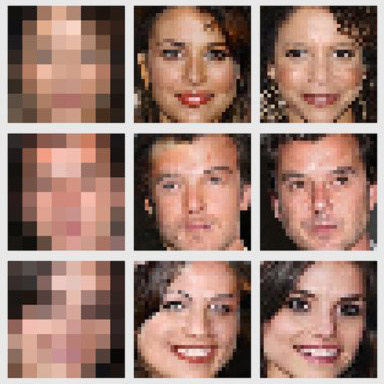Алгоритмы Google «повышают разрешение» портрета из исходной картинки 8х8 пикселей