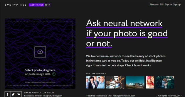 Сайт Everypixel Aesthetics выставляет оценку вашим фотографиям