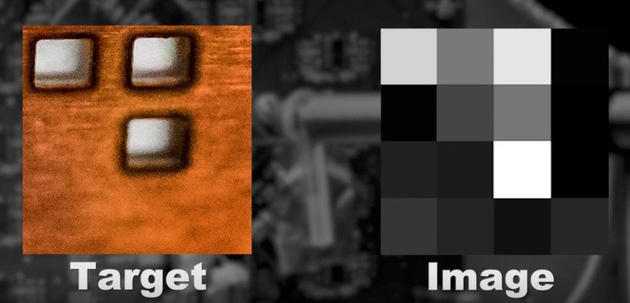 Слева – объект, справа – его изображение, полученное с помощью фазированной оптической решетки