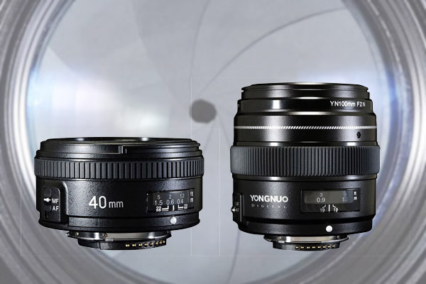 Два объектива Yongnuo: 40mm f/2.8 блинчик и 100mm f/2 – для камер Nikon
