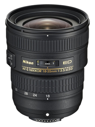Пример объективов со шкалой дистанций фокусировки: Nikon AF-S 18-35mm f/3,5-4,5G ED Nikkor