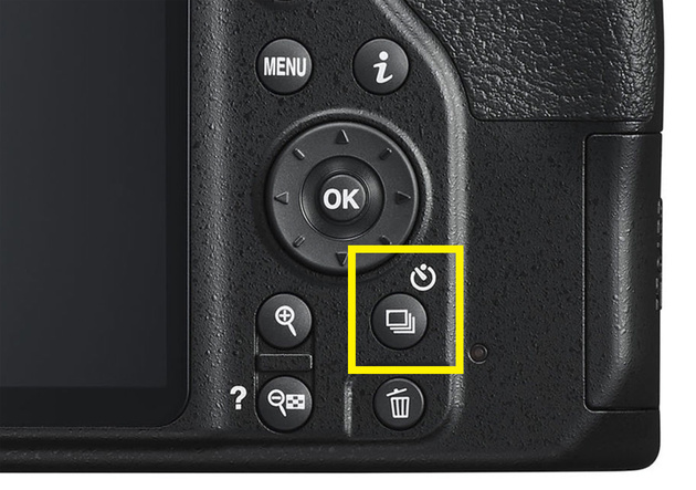 Nikon D3500: на зеркалках серии 3ххх и 5ххх выбор режимов работы спуска производится через специальную кнопку.