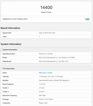 Geekbench 6 OpenCL