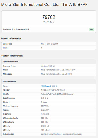 Geekbench 6 OpenCL